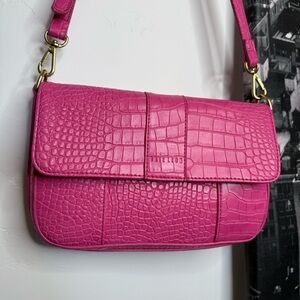 Brie Leon Pink Purse Crossbody Croc Embossed Bag